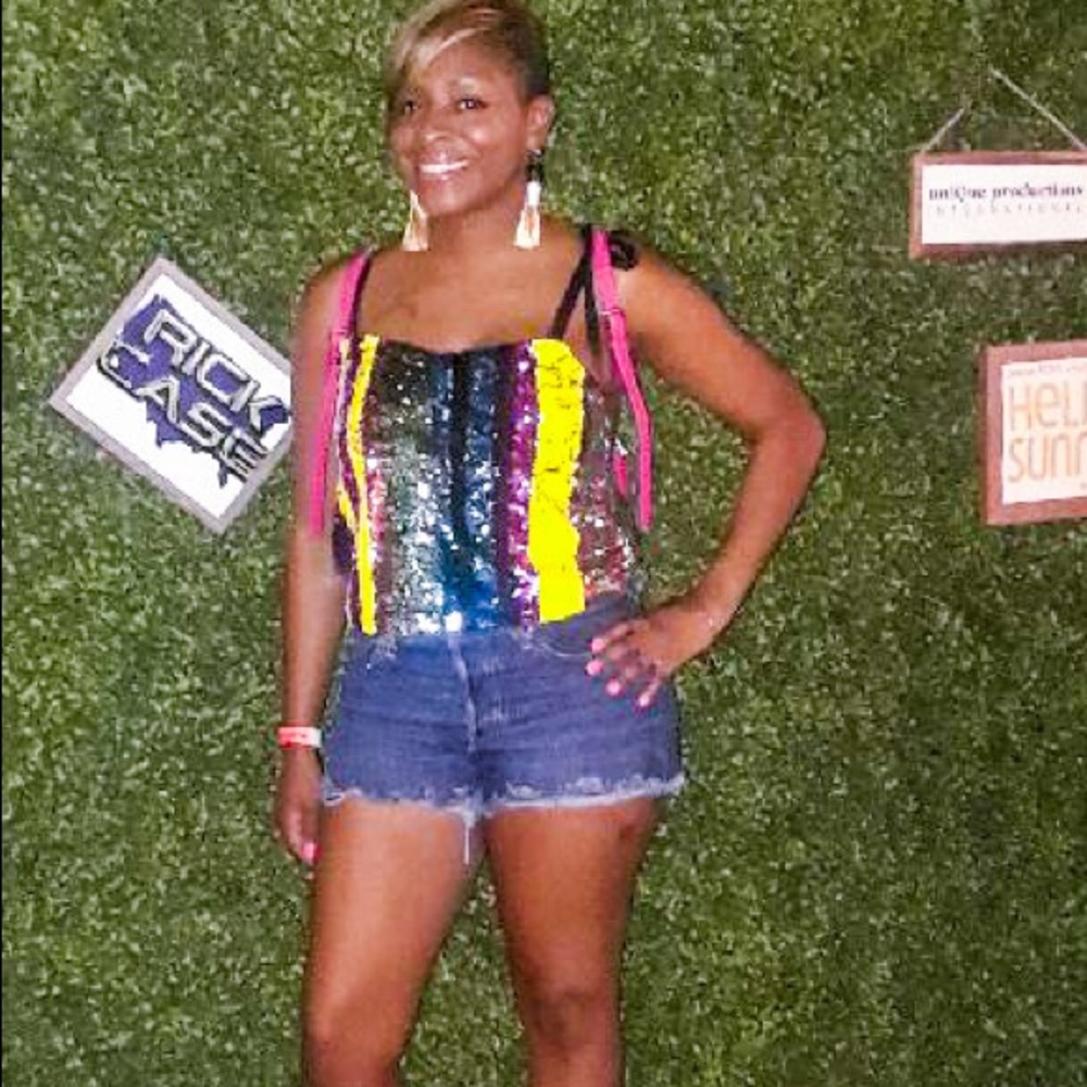 Multi colored sequin top